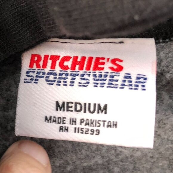 Ritchie's Sportswear Mens Boston Hoodie Sweatshirt Medium Black Embroidered Y2K - Picture 3 of 11